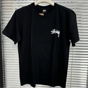 Stussy Black Short-Sleeve Tee with White Script Logo